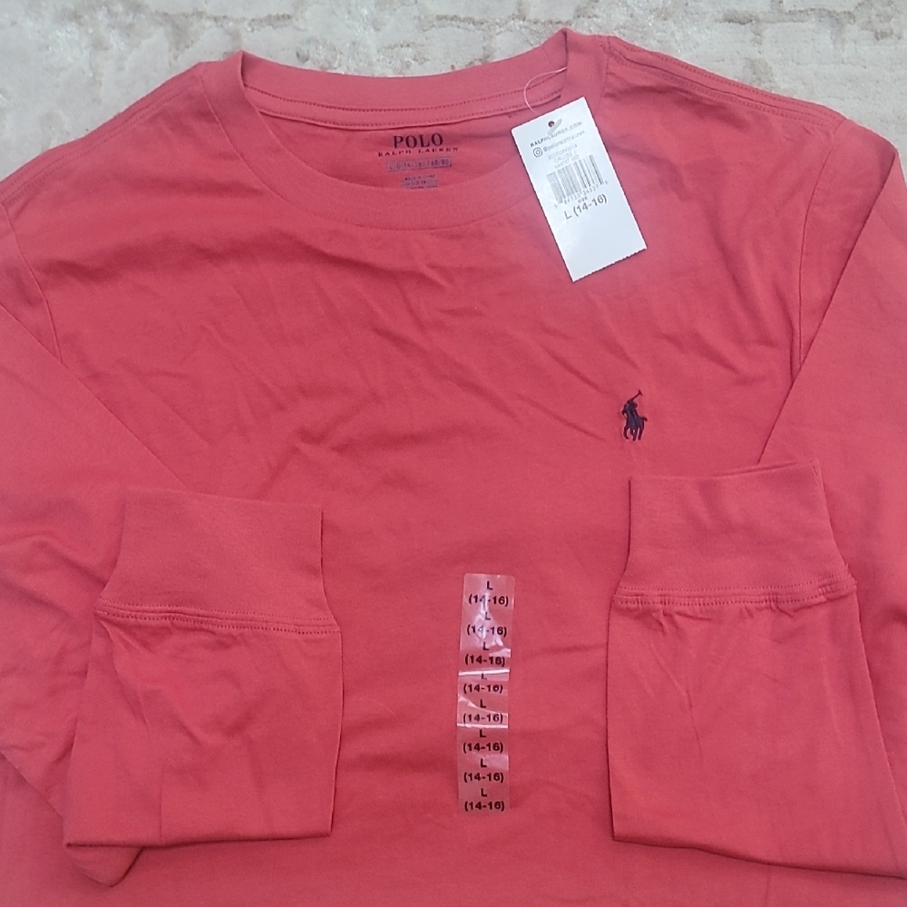 Polo by Ralph Lauren Men's Coral Long Sleeve Tee